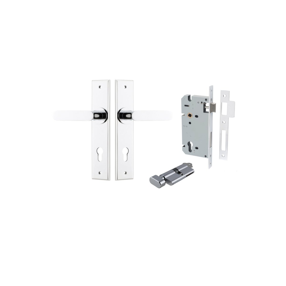 Bronte Lever - Chamfered Backplate - Entry Point - Iver - Polished Chrome - Door Levers