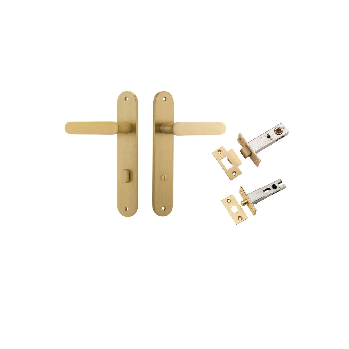 Bronte Lever - Oval Backplate - Entry Point - Iver - Brushed Brass - Door Levers