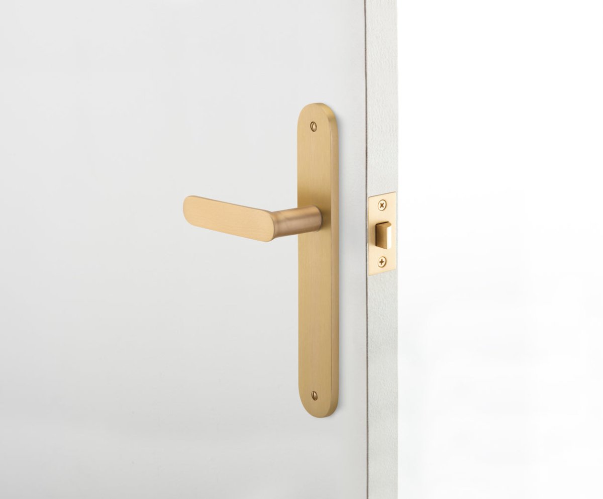 Bronte Lever - Oval Backplate - Entry Point - Iver - Brushed Brass - Door Levers