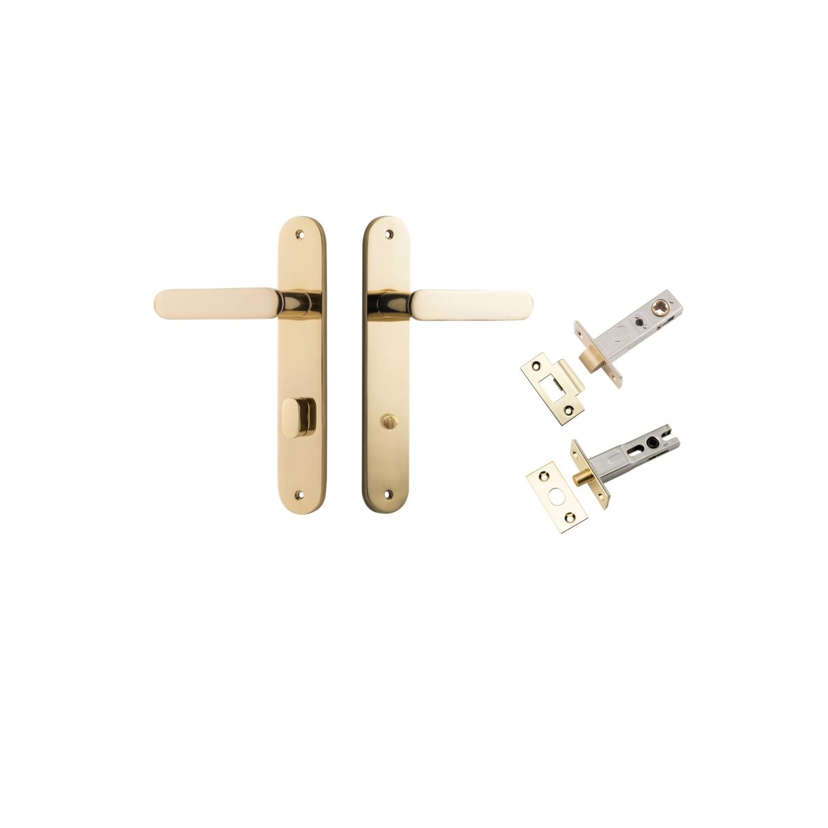 Bronte Lever - Oval Backplate - Entry Point - Iver - Polished Brass - Door Levers