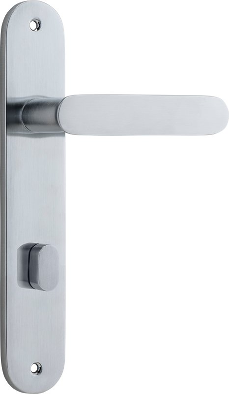 Bronte Lever - Oval Backplate - Entry Point - Iver - Brushed Chrome - Door Levers