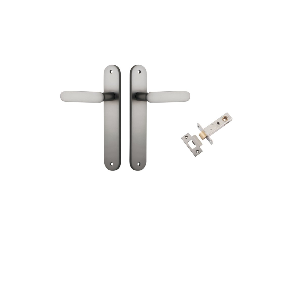 Bronte Lever - Oval Backplate - Entry Point - Iver - Satin Nickel - Door Levers