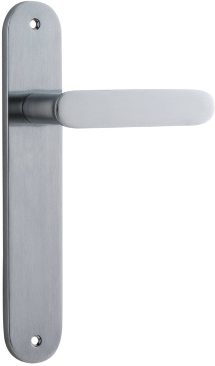 Bronte Lever - Oval Backplate - Entry Point - Iver - Brushed Chrome - Door Levers