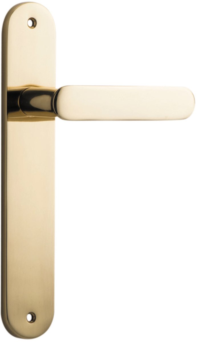 Bronte Lever - Oval Backplate - Entry Point - Iver - Polished Brass - Door Levers