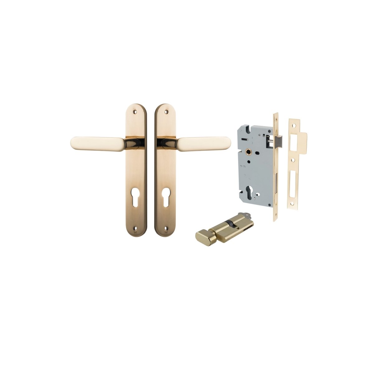 Bronte Lever - Oval Backplate - Entry Point - Iver - Polished Brass - Door Levers