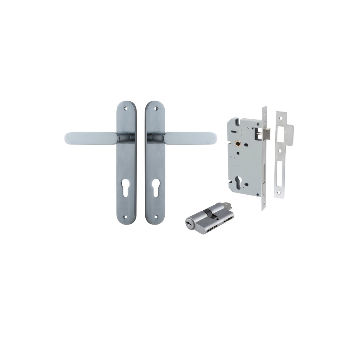 Bronte Lever - Oval Backplate - Entry Point - Iver - Brushed Chrome - Door Levers