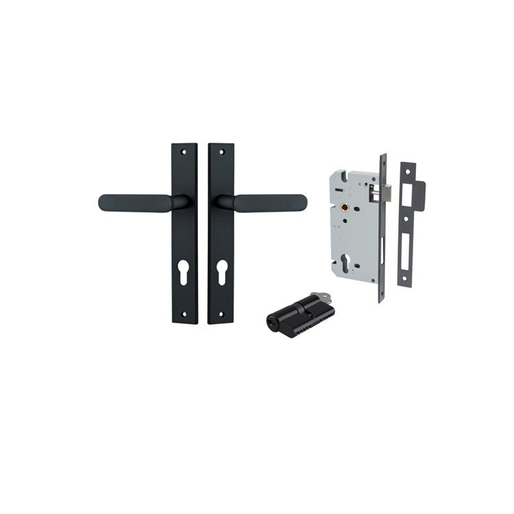 Bronte Lever - Rectangular Backplate - Entry Point - Iver - Matt Black - Door Levers