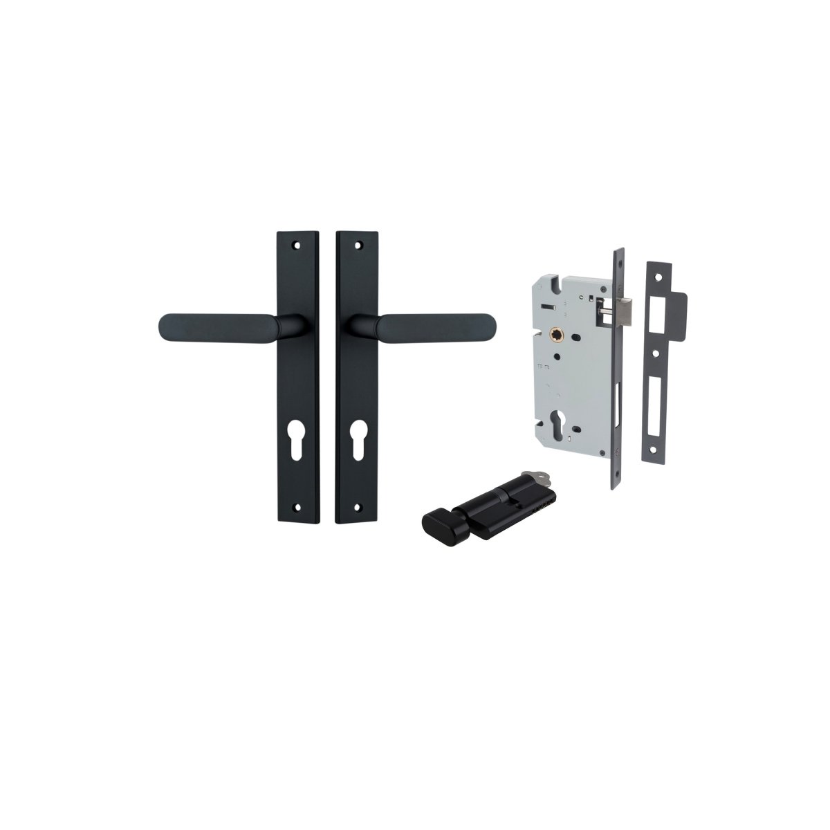 Bronte Lever - Rectangular Backplate - Entry Point - Iver - Matt Black - Door Levers