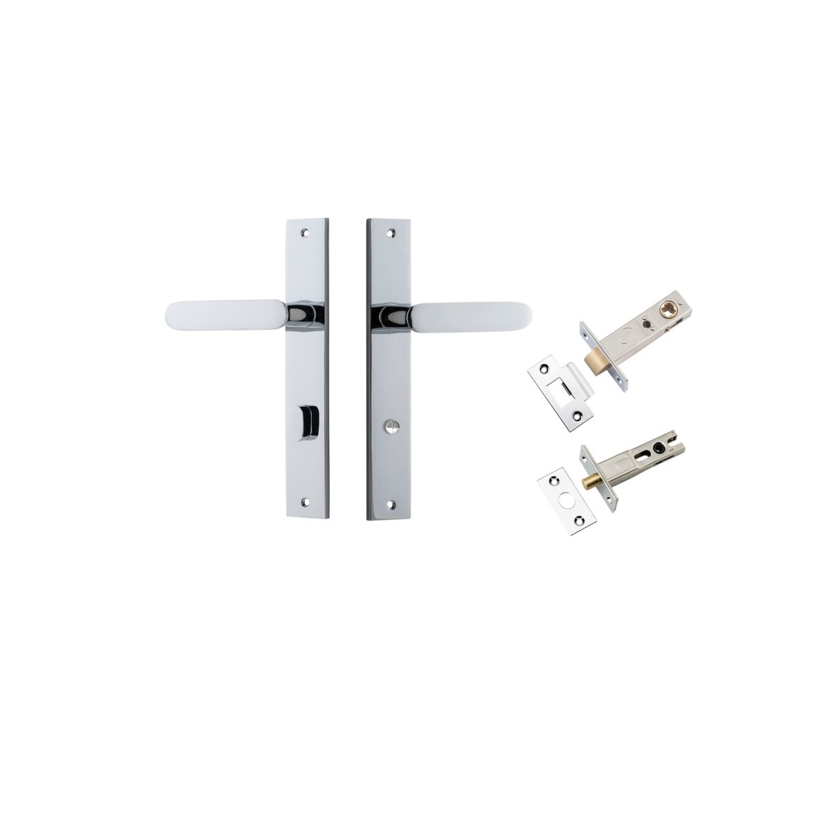 Bronte Lever - Rectangular Backplate - Entry Point - Iver - Polished Chrome - Door Levers