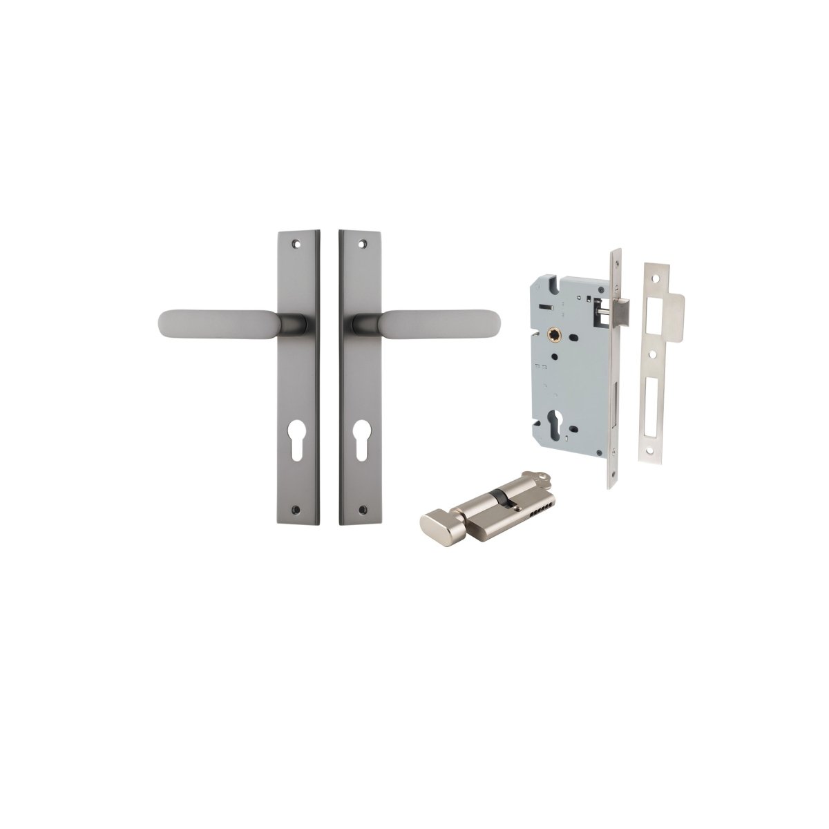 Bronte Lever - Rectangular Backplate - Entry Point - Iver - Satin Nickel - Door Levers