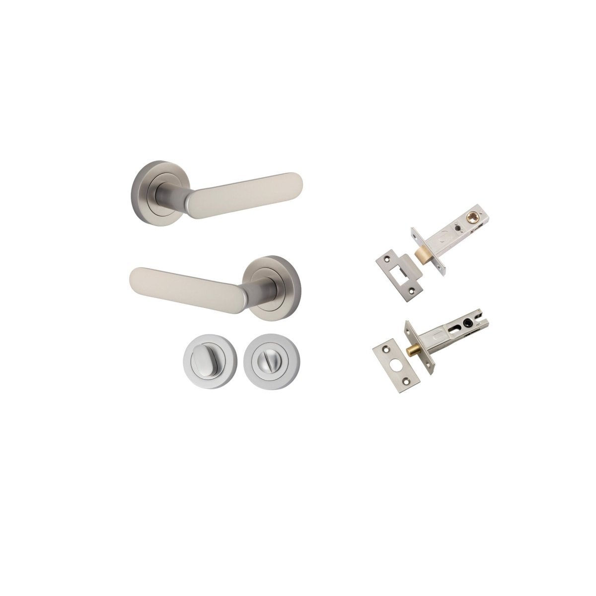 Bronte Lever - Round Rose - Entry Point - Iver - Satin Nickel - Door Levers