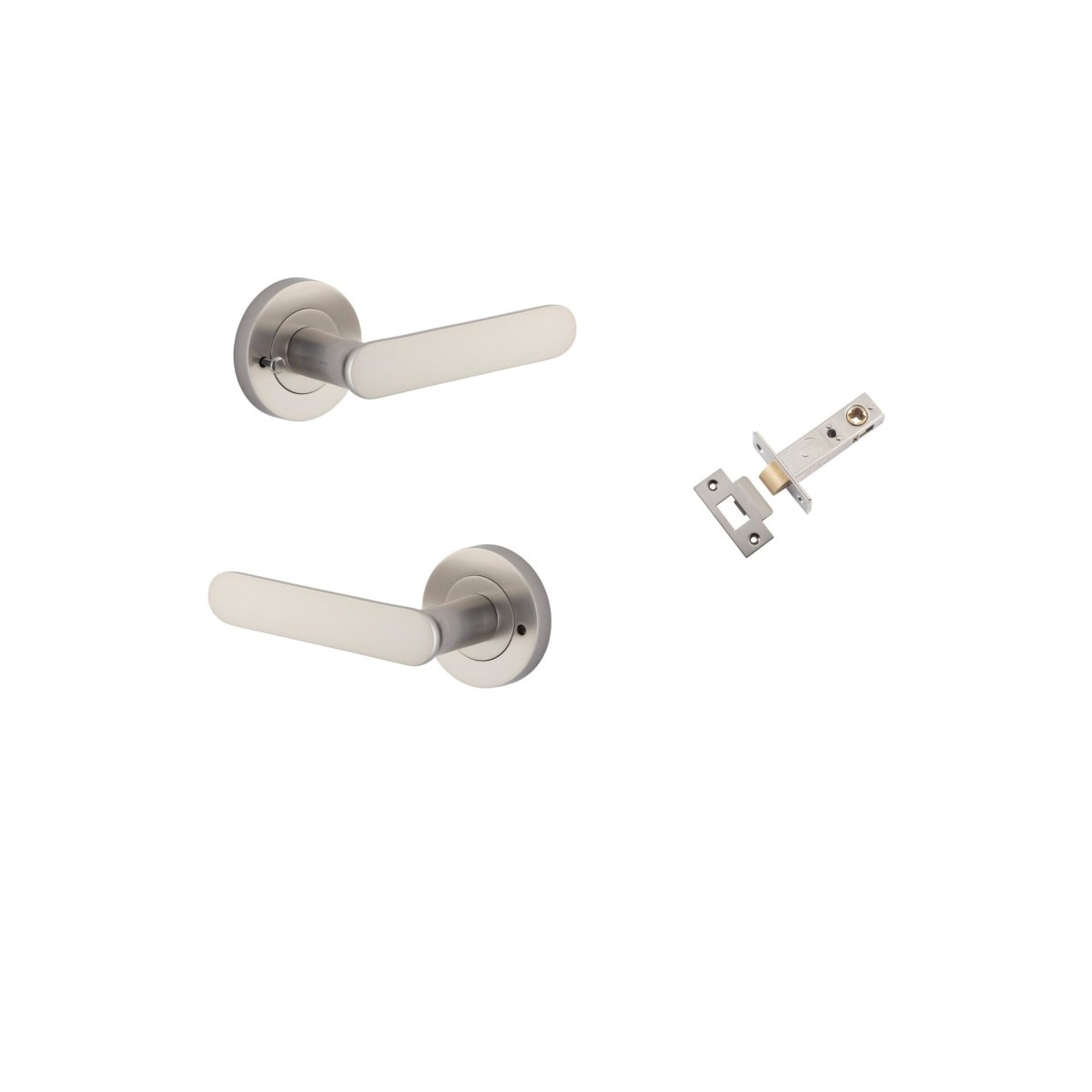 Bronte Lever - Round Rose - Entry Point - Iver - Satin Nickel - Door Levers