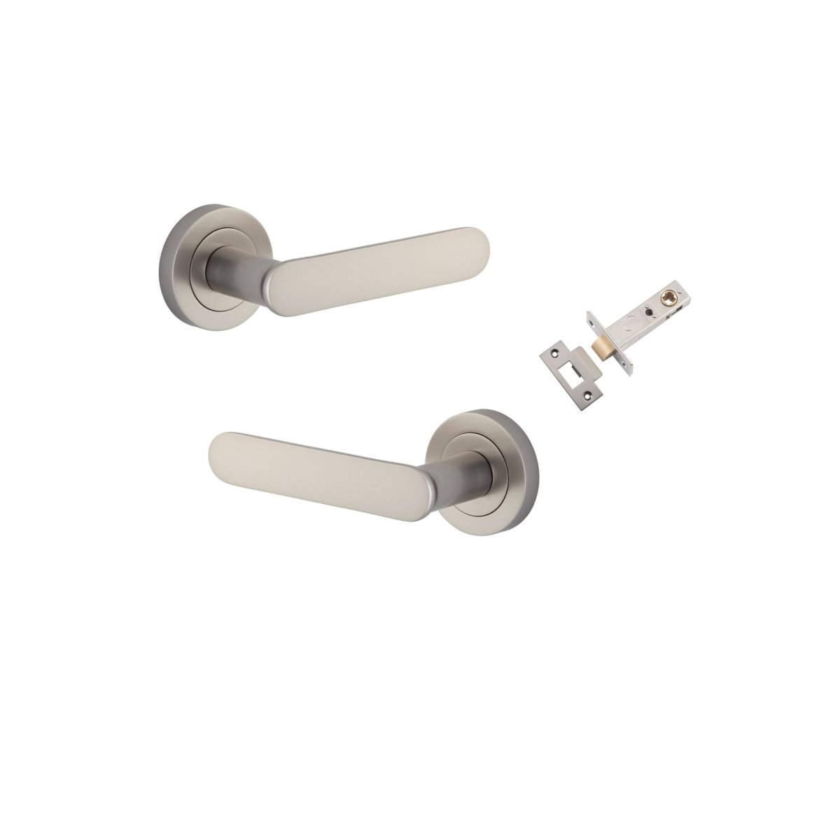 Bronte Lever - Round Rose - Entry Point - Iver - Satin Nickel - Door Levers