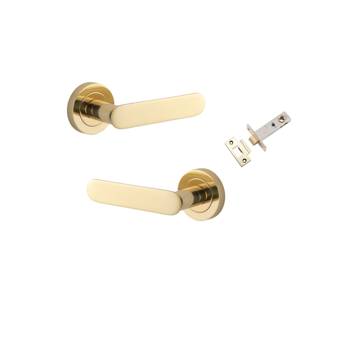 Bronte Lever - Round Rose - Entry Point - Iver - Polished Brass - Door Levers