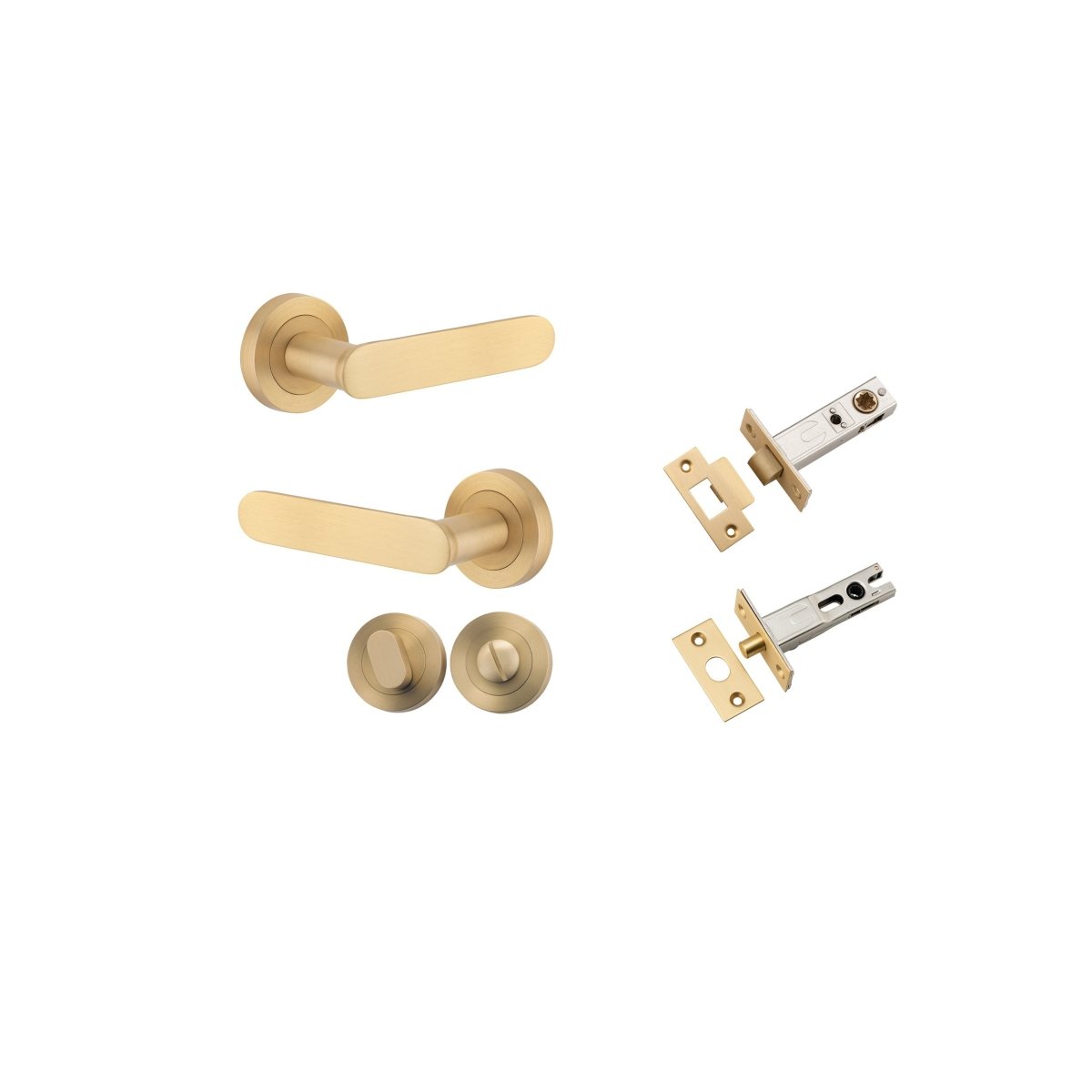 Bronte Lever - Round Rose - Entry Point - Iver - Brushed Brass - Door Levers