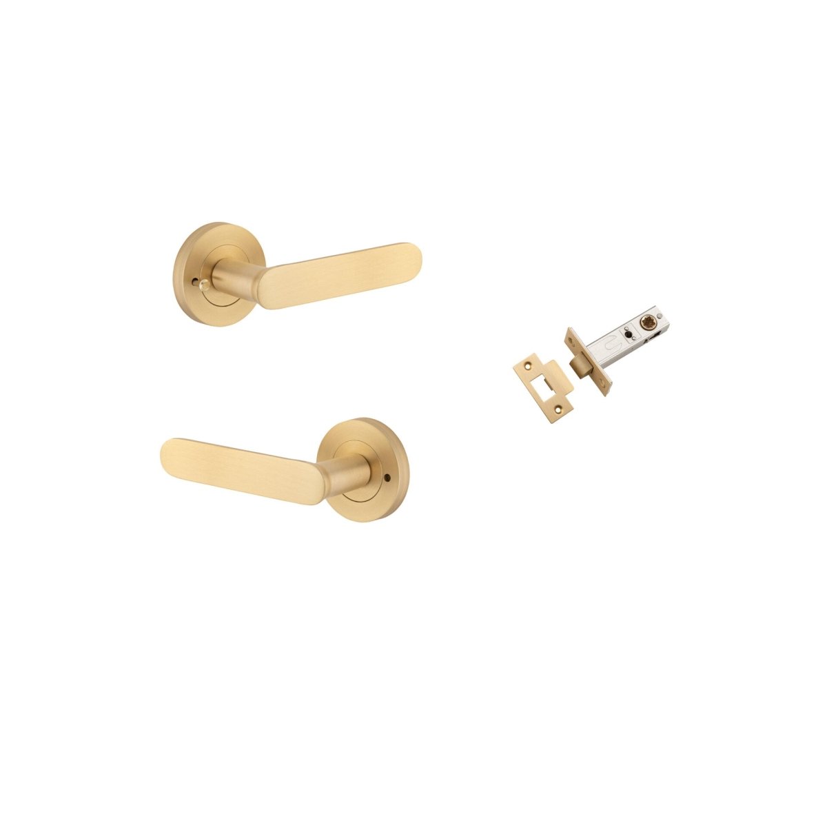 Bronte Lever - Round Rose - Entry Point - Iver - Brushed Brass - Door Levers