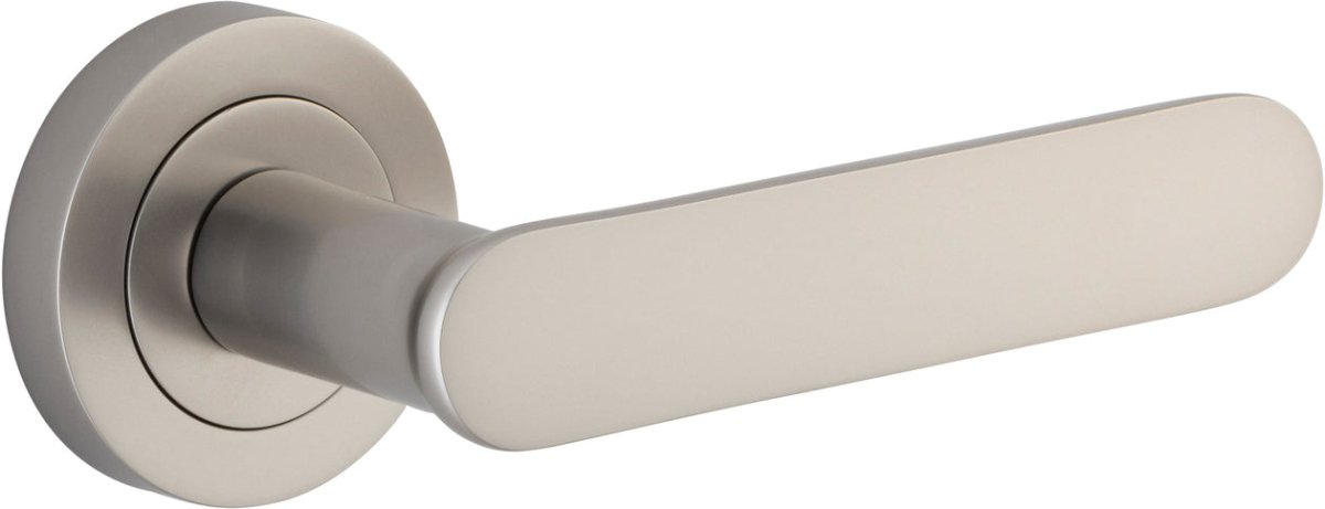 Bronte Lever - Round Rose - Entry Point - Iver - Satin Nickel - Door Levers