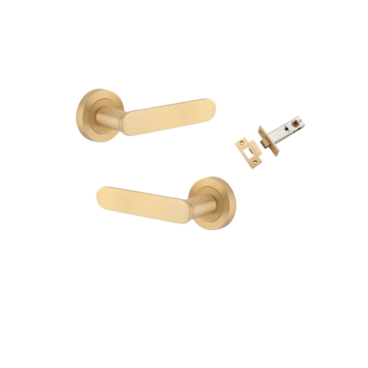 Bronte Lever - Round Rose - Entry Point - Iver - Brushed Brass - Door Levers