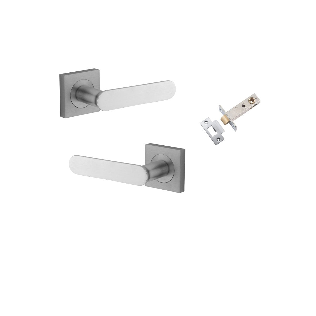 Bronte Lever - Square Rose - Entry Point - Iver - Brushed Chrome - Door Levers