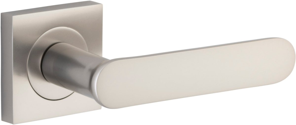 Bronte Lever - Square Rose - Entry Point - Iver - Satin Nickel - Door Levers