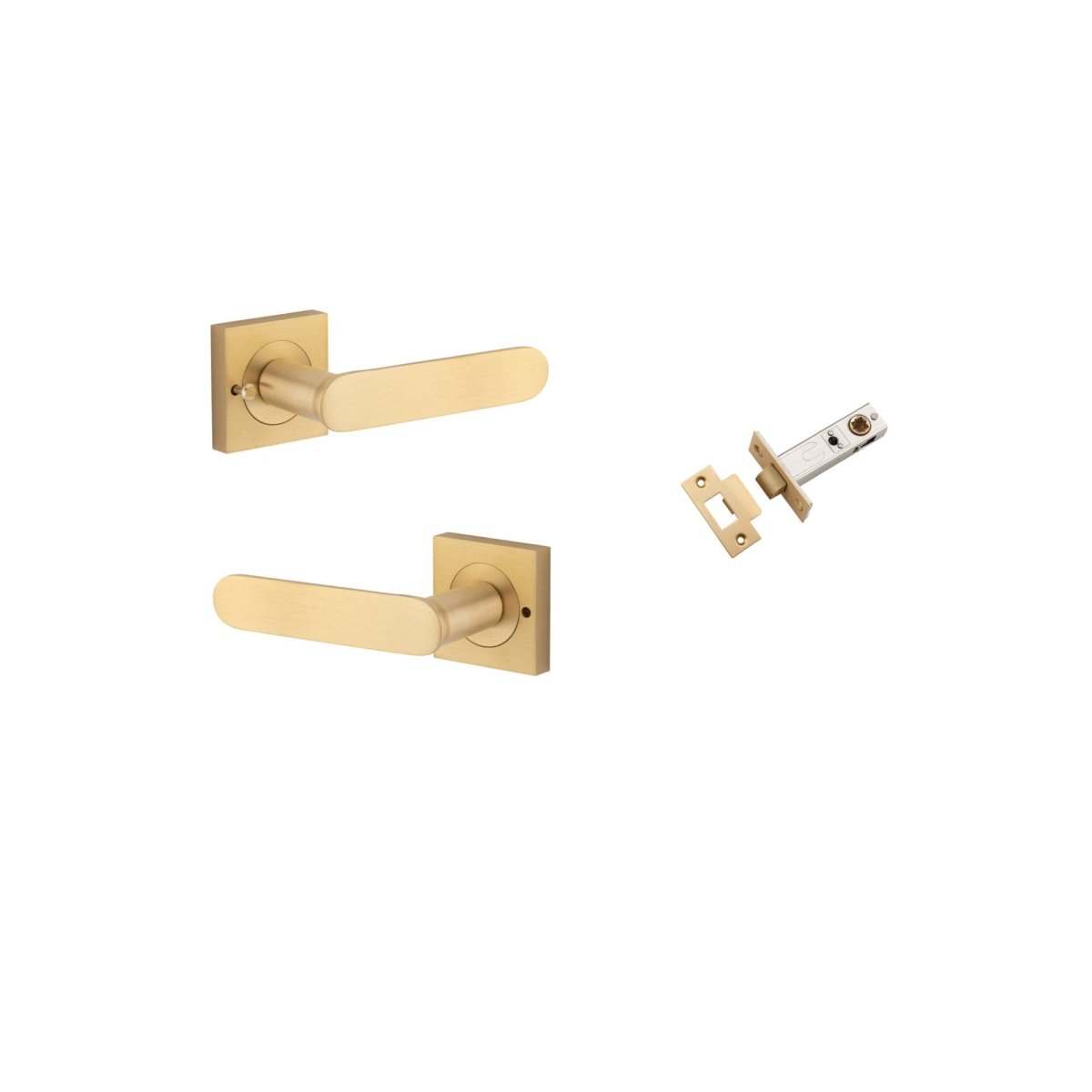 Bronte Lever - Square Rose - Entry Point - Iver - Brushed Brass - Door Levers