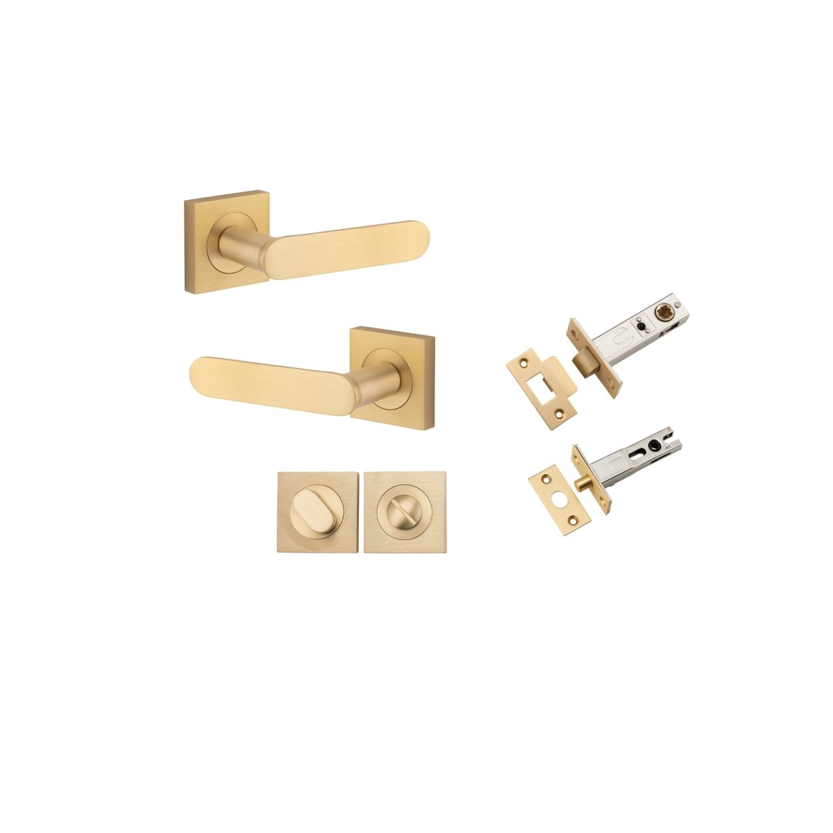 Bronte Lever - Square Rose - Entry Point - Iver - Brushed Brass - Door Levers