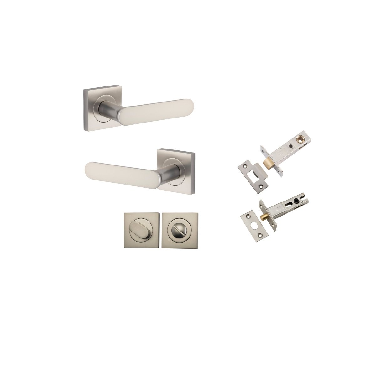 Bronte Lever - Square Rose - Entry Point - Iver - Satin Nickel - Door Levers