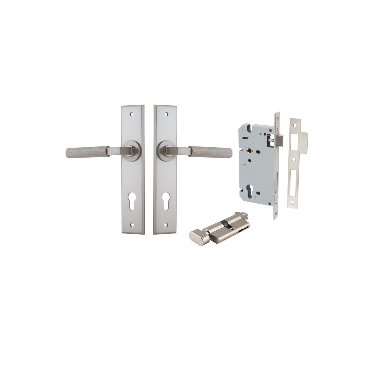 Brunswick Lever - Chamfered Backplate - Entry Point - Iver - Satin Nickel - Door Levers