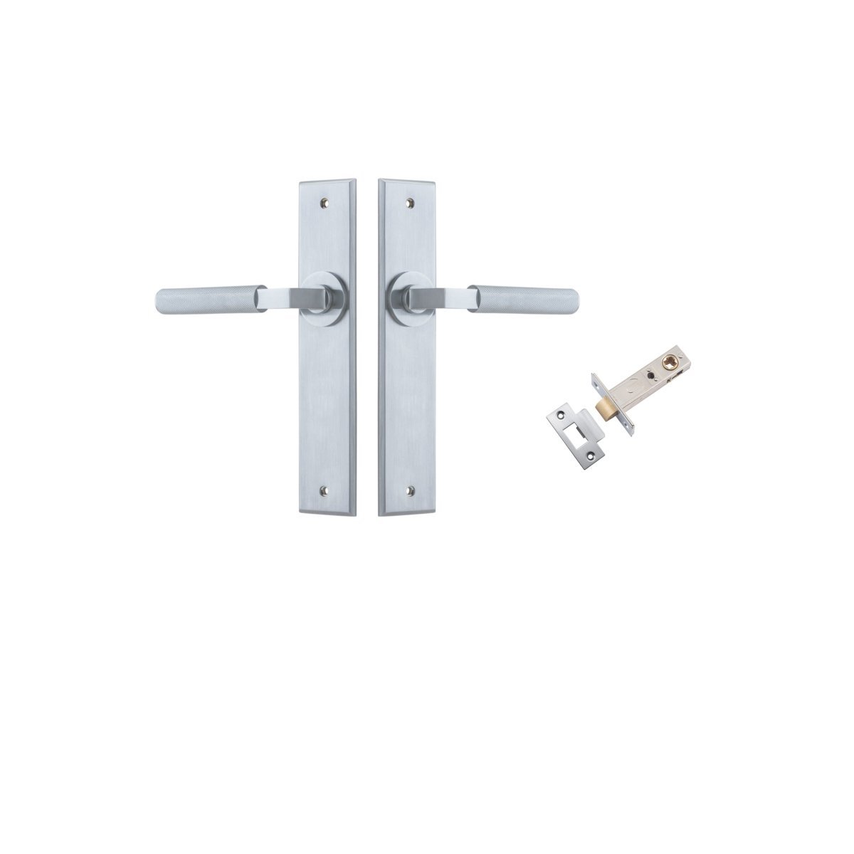 Brunswick Lever - Chamfered Backplate - Entry Point - Iver - Brushed Chrome - Door Levers