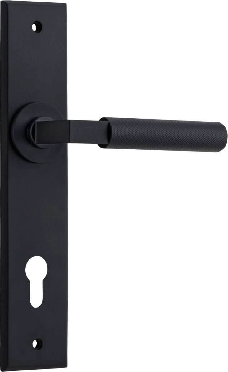 Brunswick Lever - Chamfered Backplate - Entry Point - Iver - Matt Black - Door Levers