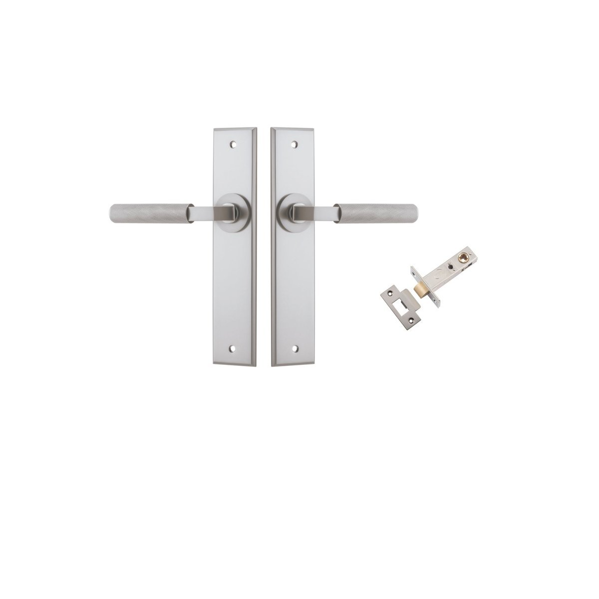 Brunswick Lever - Chamfered Backplate - Entry Point - Iver - Satin Nickel - Door Levers