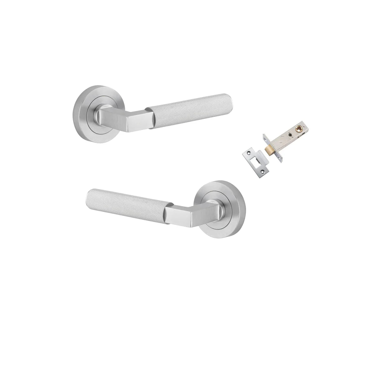 Brunswick Lever - Round Rose - Entry Point - Iver - Brushed Chrome - Door Levers