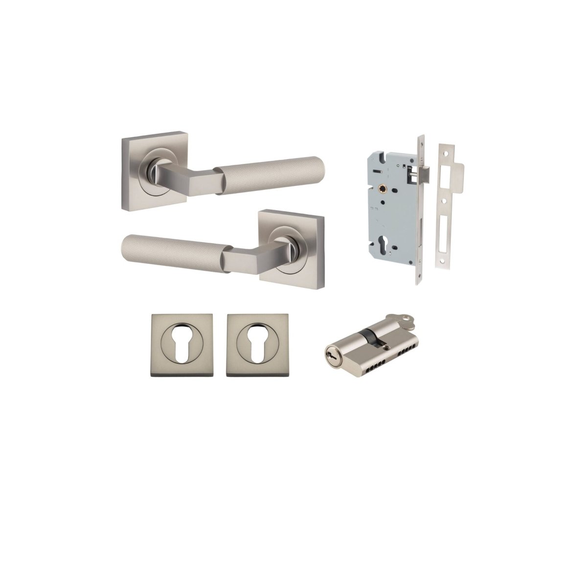 Brunswick Lever - Square Rose - Entry Point - Iver - Satin Nickel - Door Levers