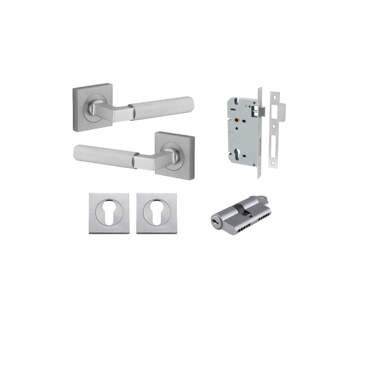 Brunswick Lever - Square Rose - Entry Point - Iver - Brushed Chrome - Door Levers