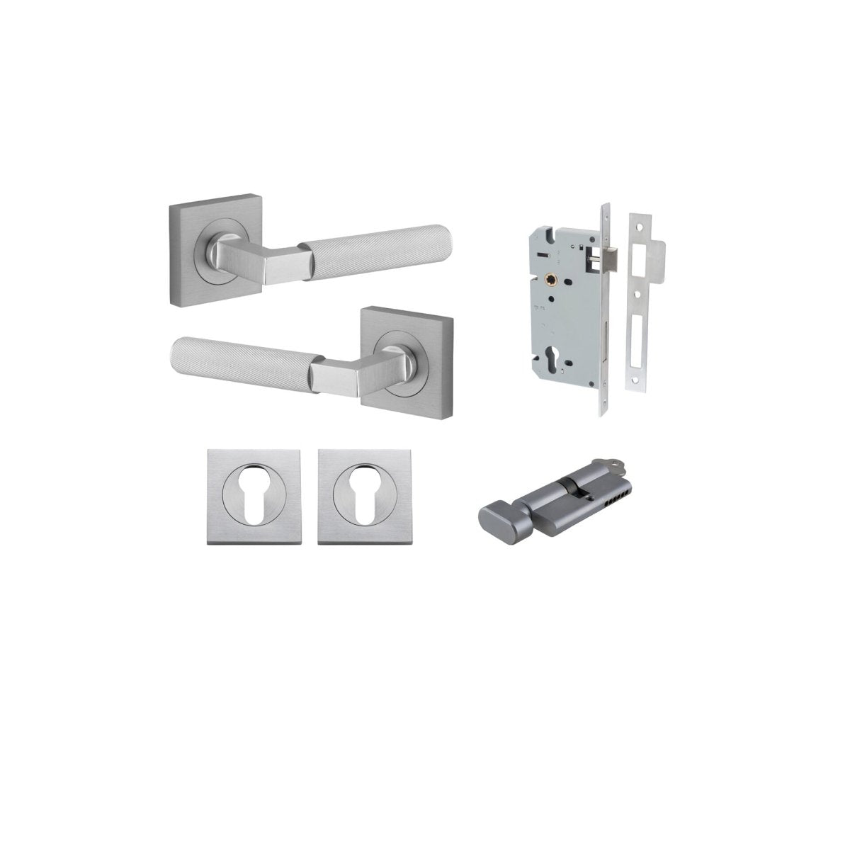 Brunswick Lever - Square Rose - Entry Point - Iver - Brushed Chrome - Door Levers