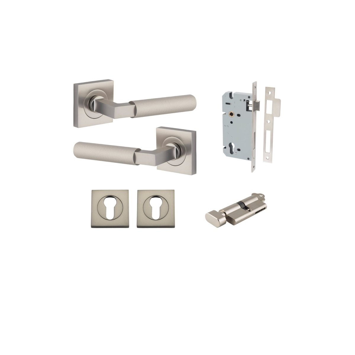 Brunswick Lever - Square Rose - Entry Point - Iver - Satin Nickel - Door Levers