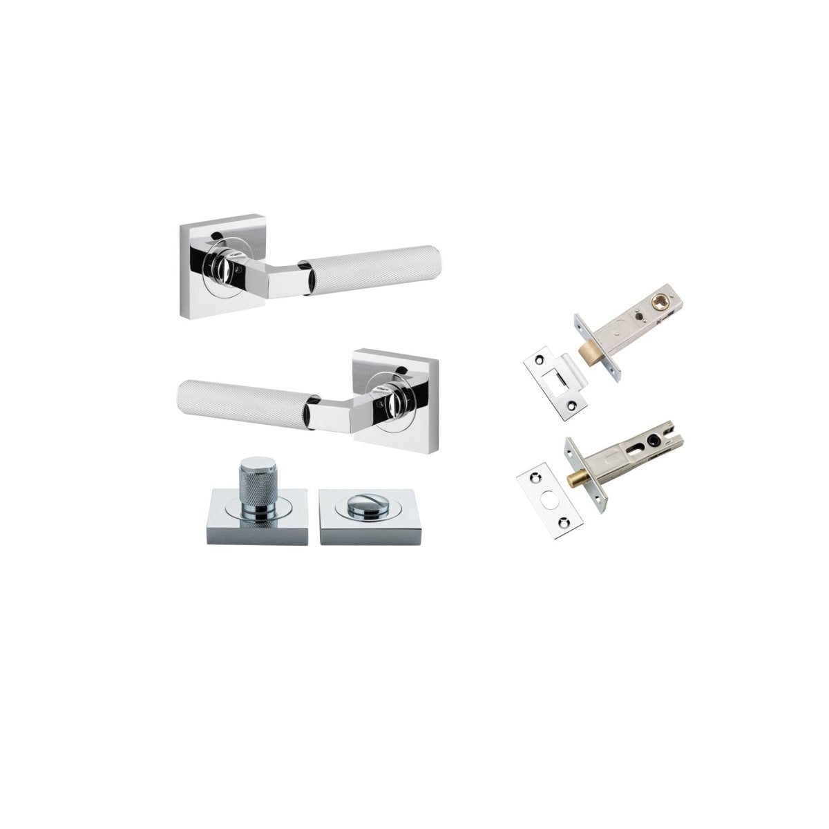 Brunswick Lever - Square Rose - Entry Point - Iver - Polished Chrome - Door Levers