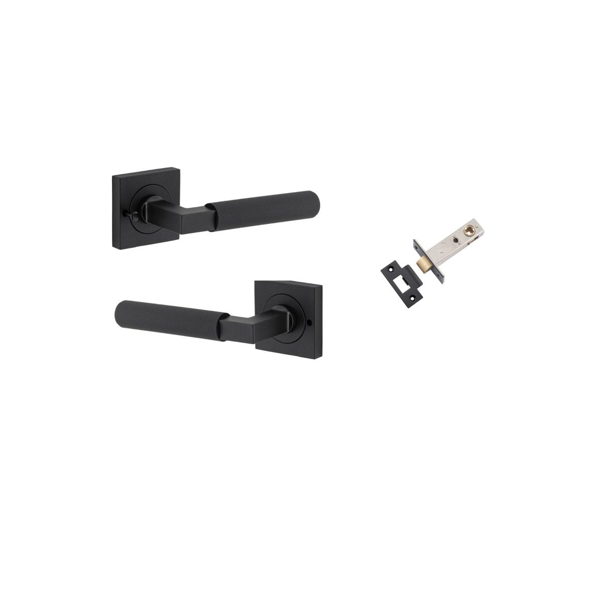 Brunswick Lever - Square Rose - Entry Point - Iver - Matt Black - Door Levers