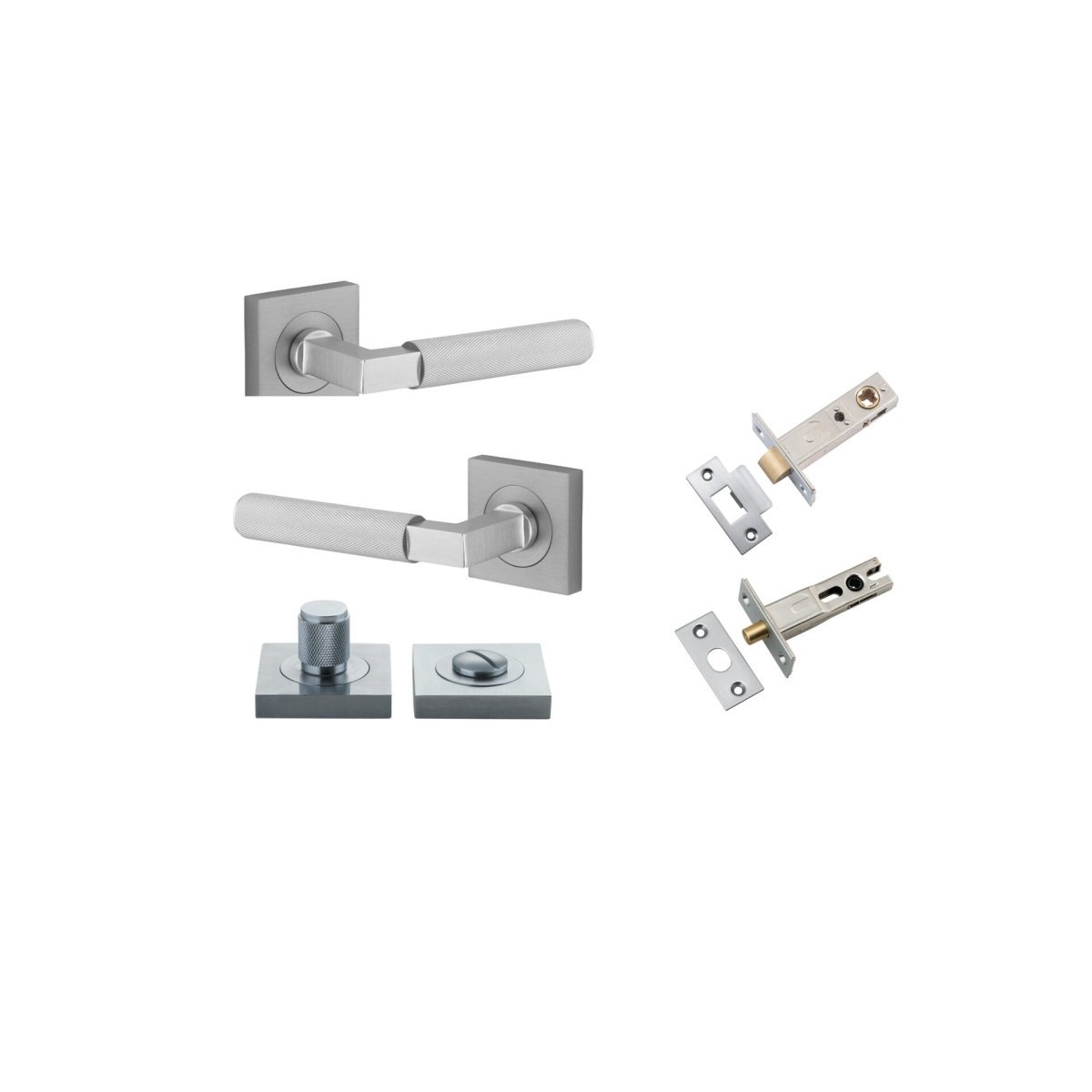 Brunswick Lever - Square Rose - Entry Point - Iver - Brushed Chrome - Door Levers