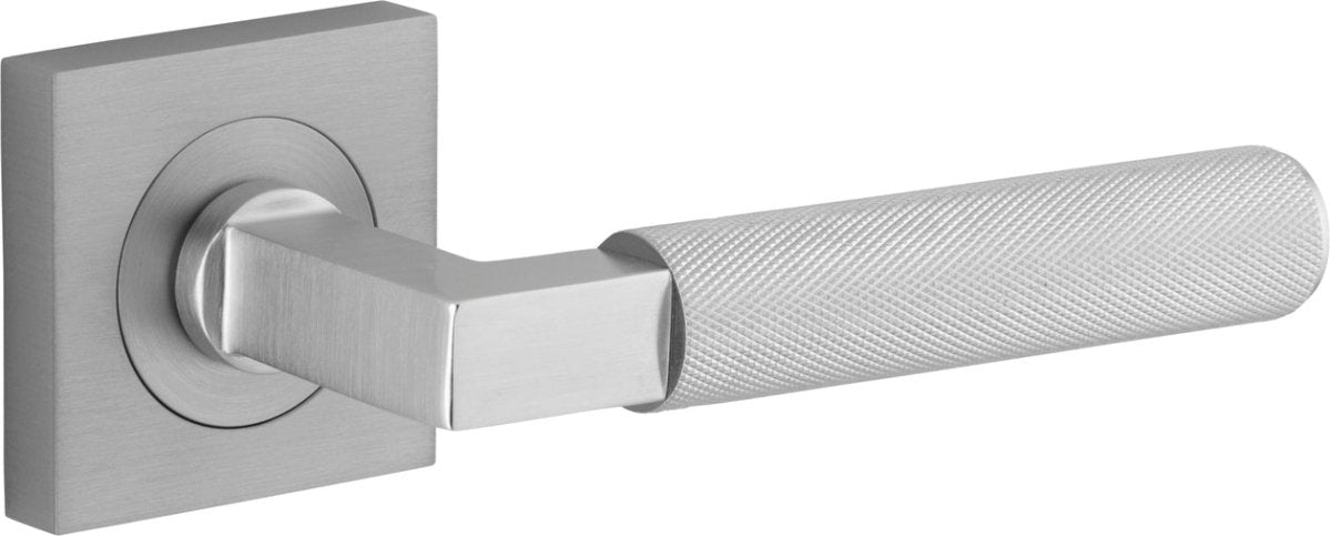 Brunswick Lever - Square Rose - Entry Point - Iver - Brushed Chrome - Door Levers