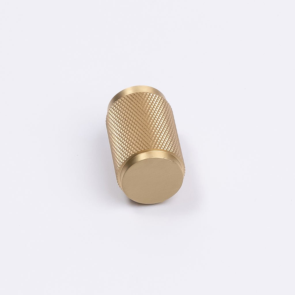 Brushed Brass Knurled Cabinet Knob - Helena - Manovella - Entry - Point - CABHEL18BB - Manovella