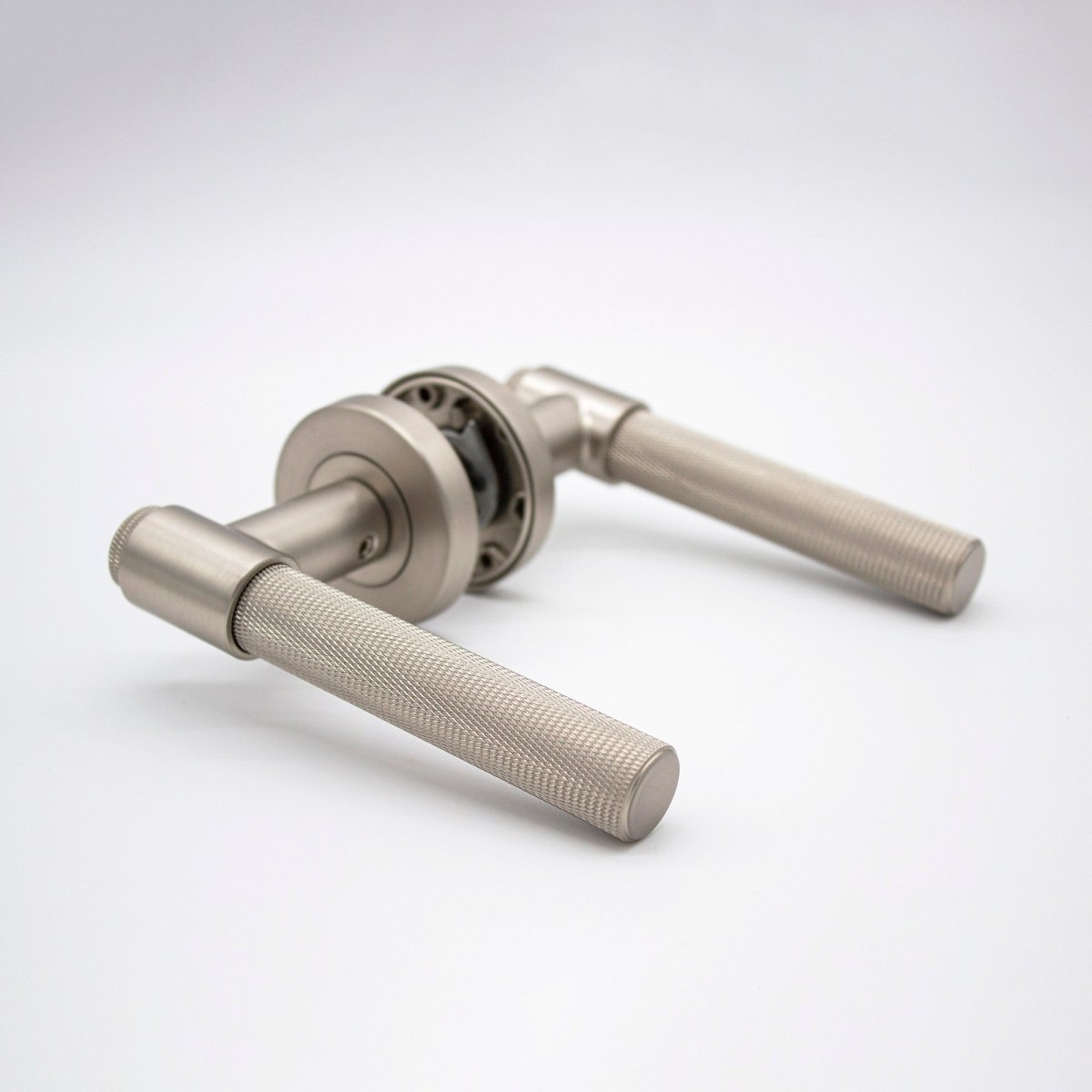 Brushed Nickel Knurled Passage Door Handle - Rosedale - Manovella - Entry - Point - RSD1BN - Manovella