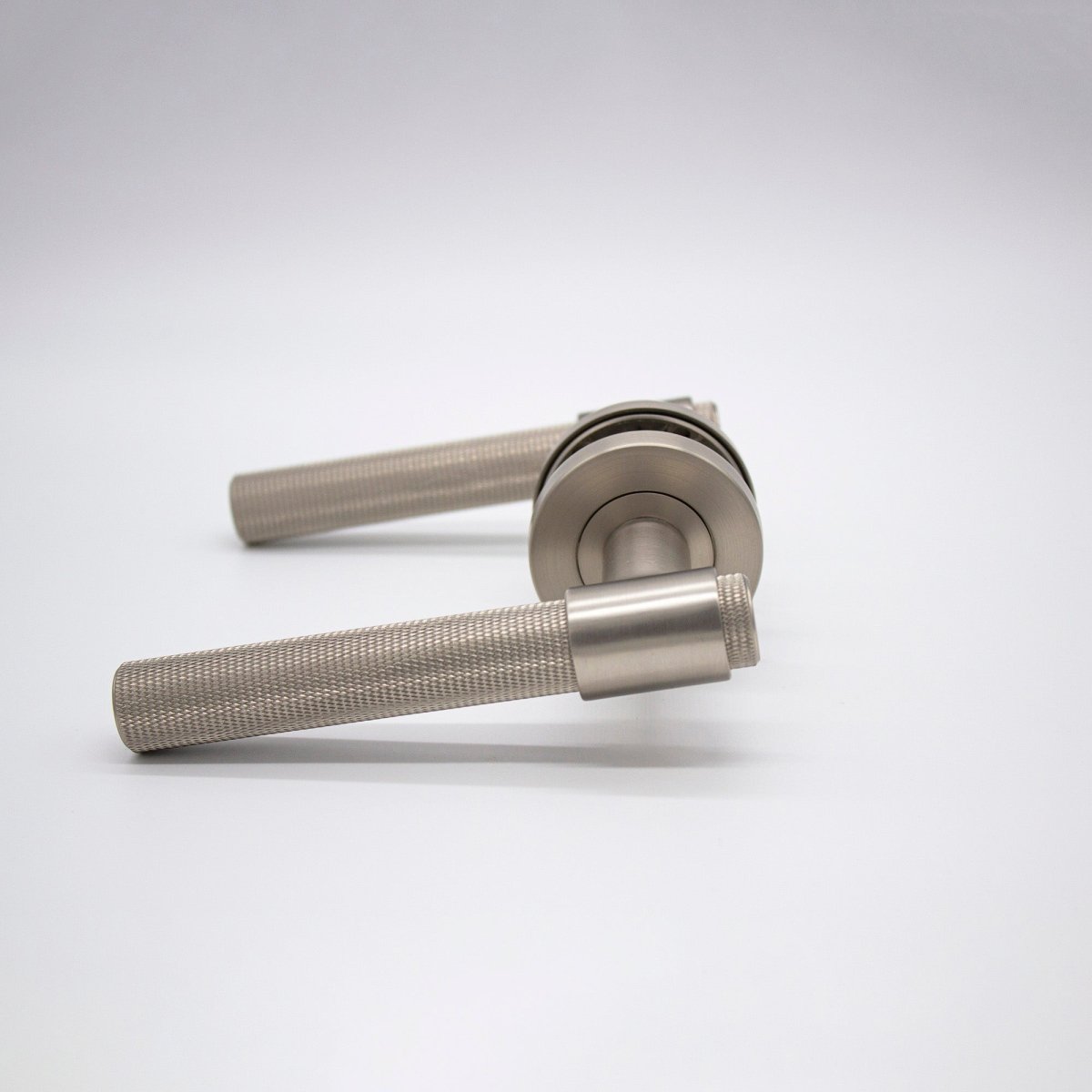 Brushed Nickel Knurled Passage Door Handle - Rosedale - Manovella - Entry - Point - RSD1BN - Manovella