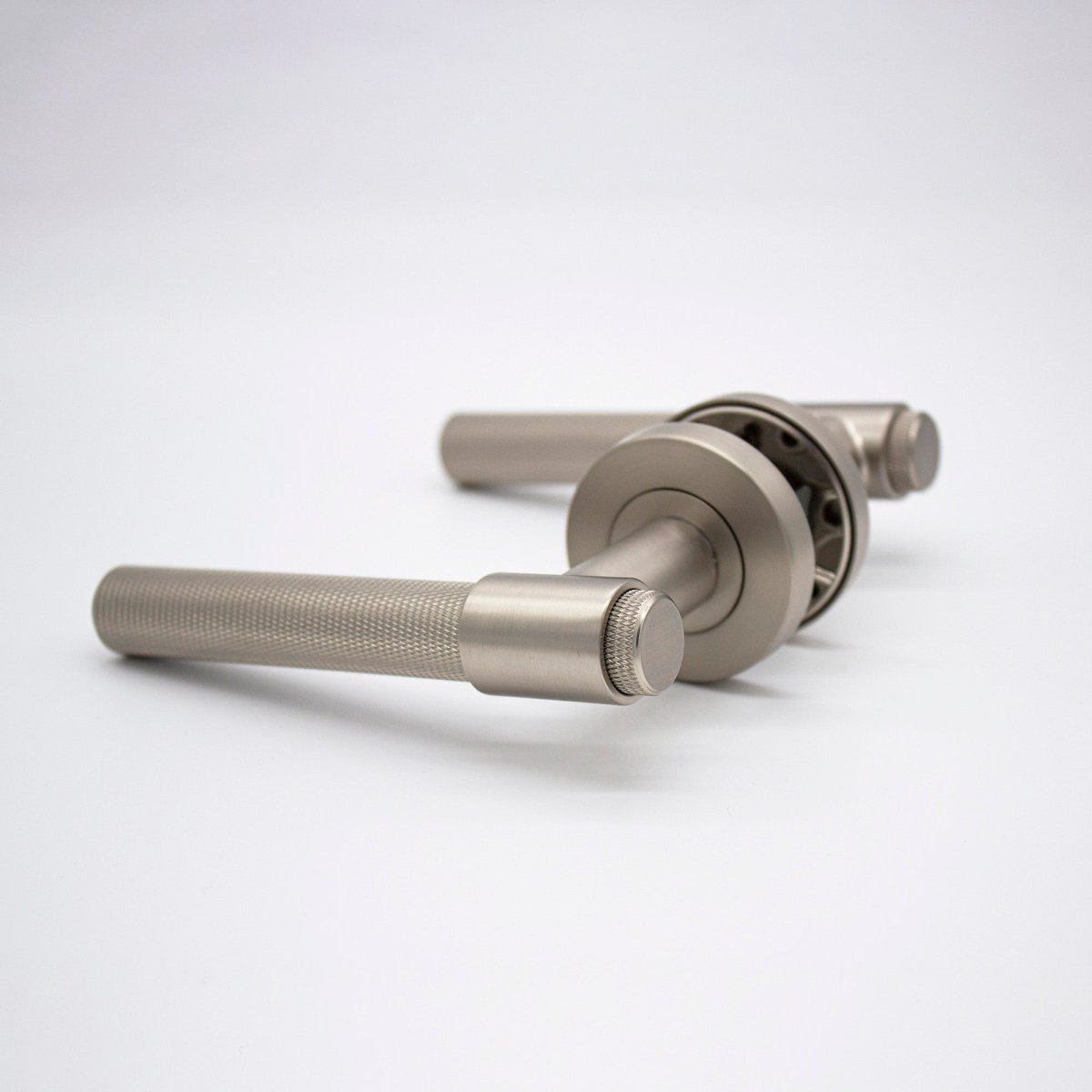 Brushed Nickel Knurled Passage Door Handle - Rosedale - Manovella - Entry - Point - RSD1BN - Manovella