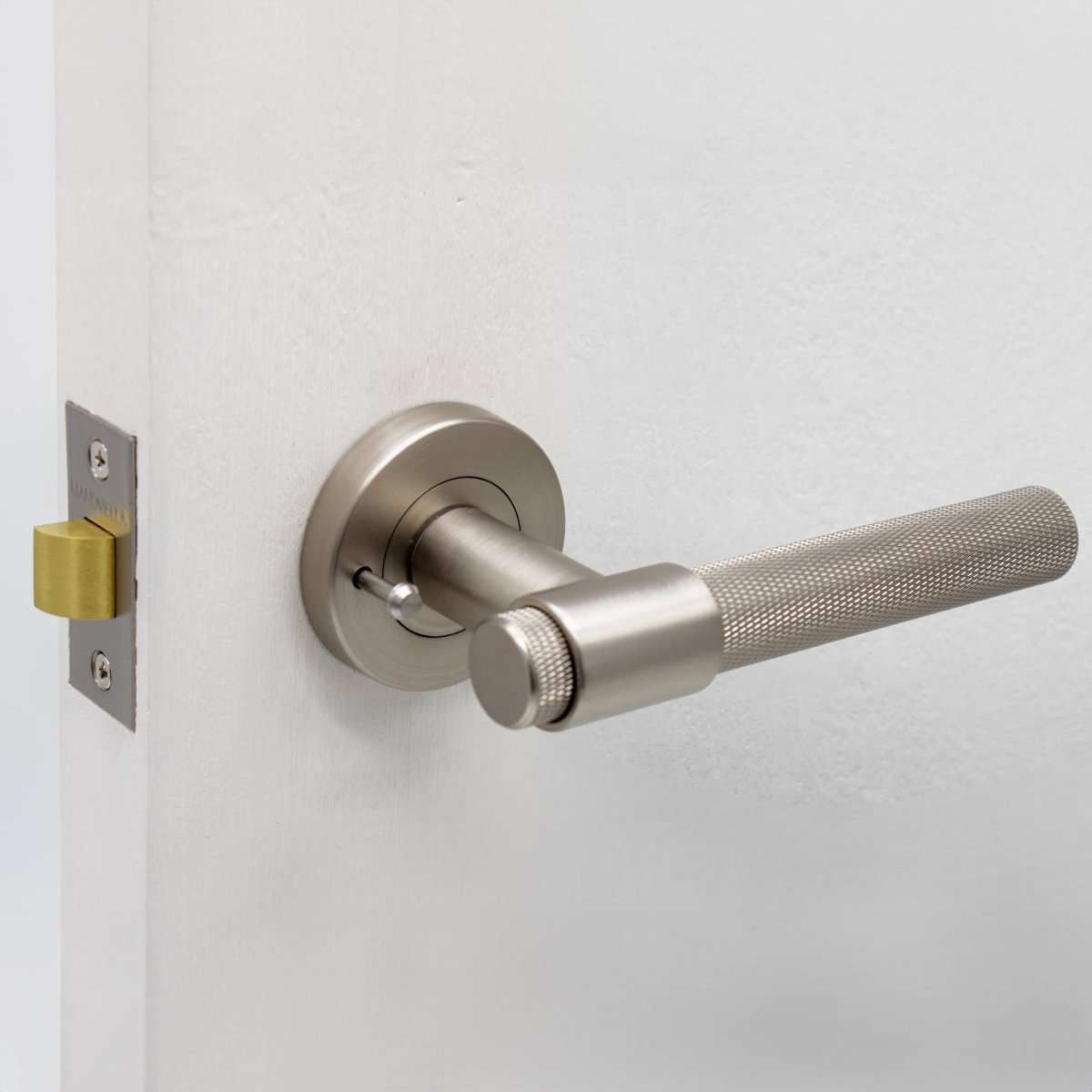 Brushed Nickel Knurled Privacy Door Handle - Rosedale - Manovella - Entry - Point - RSD2BN - Manovella