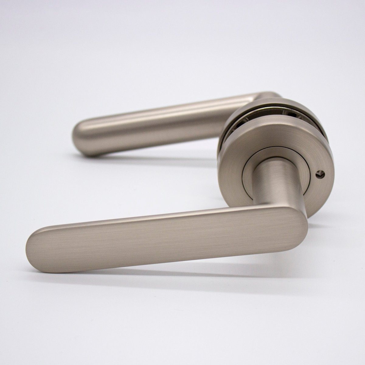 Brushed Nickel Privacy Door Handle - Fairhaven - Manovella - Entry - Point - FHV2BN - Manovella