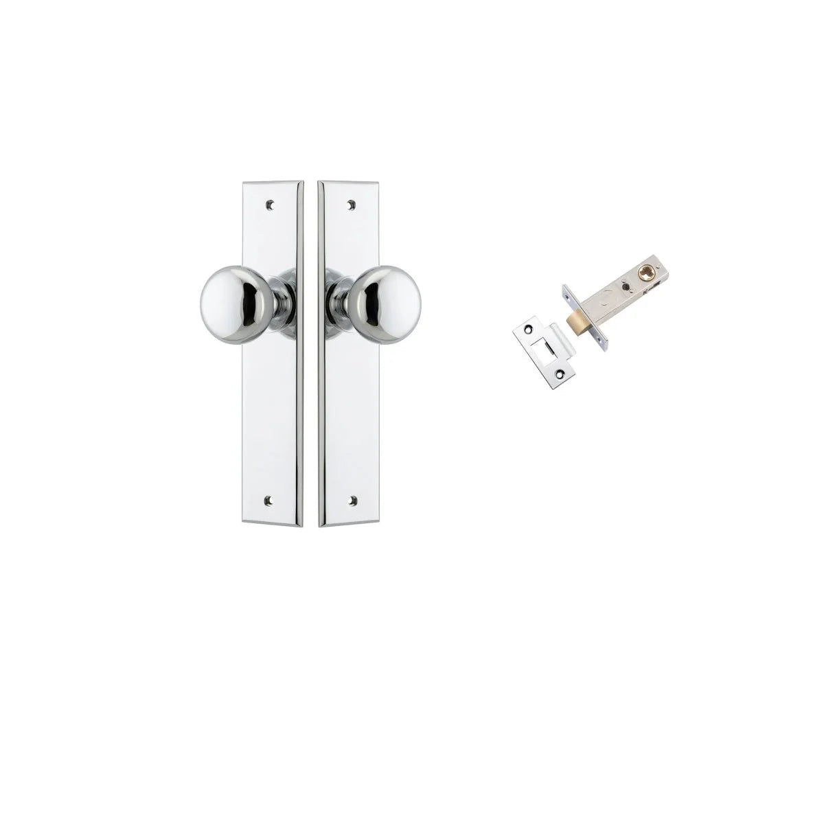 Cambridge Knob - Chamfered Backplate - Entry Point - Iver - Polished Chrome - Door Knobs