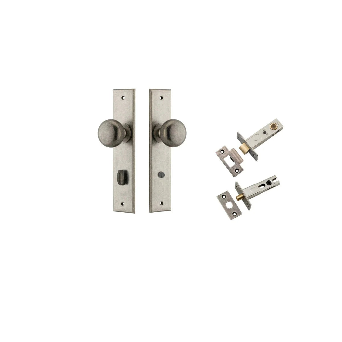 Cambridge Knob - Chamfered Backplate - Entry Point - Iver - Distressed Nickel - Door Knobs