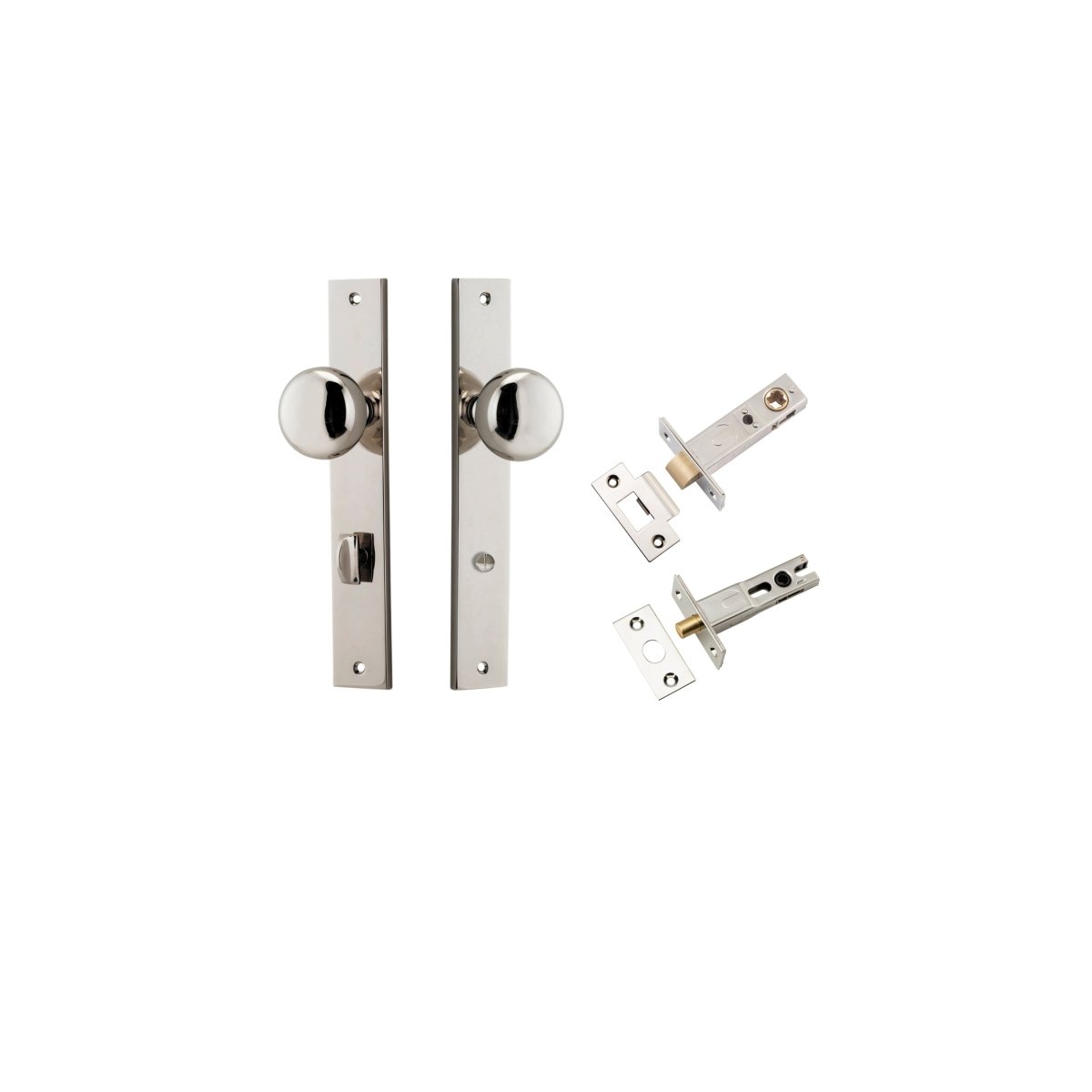 Cambridge Knob - Rectangular Backplate - Entry Point - Iver - Polished Nickel - Door Knobs