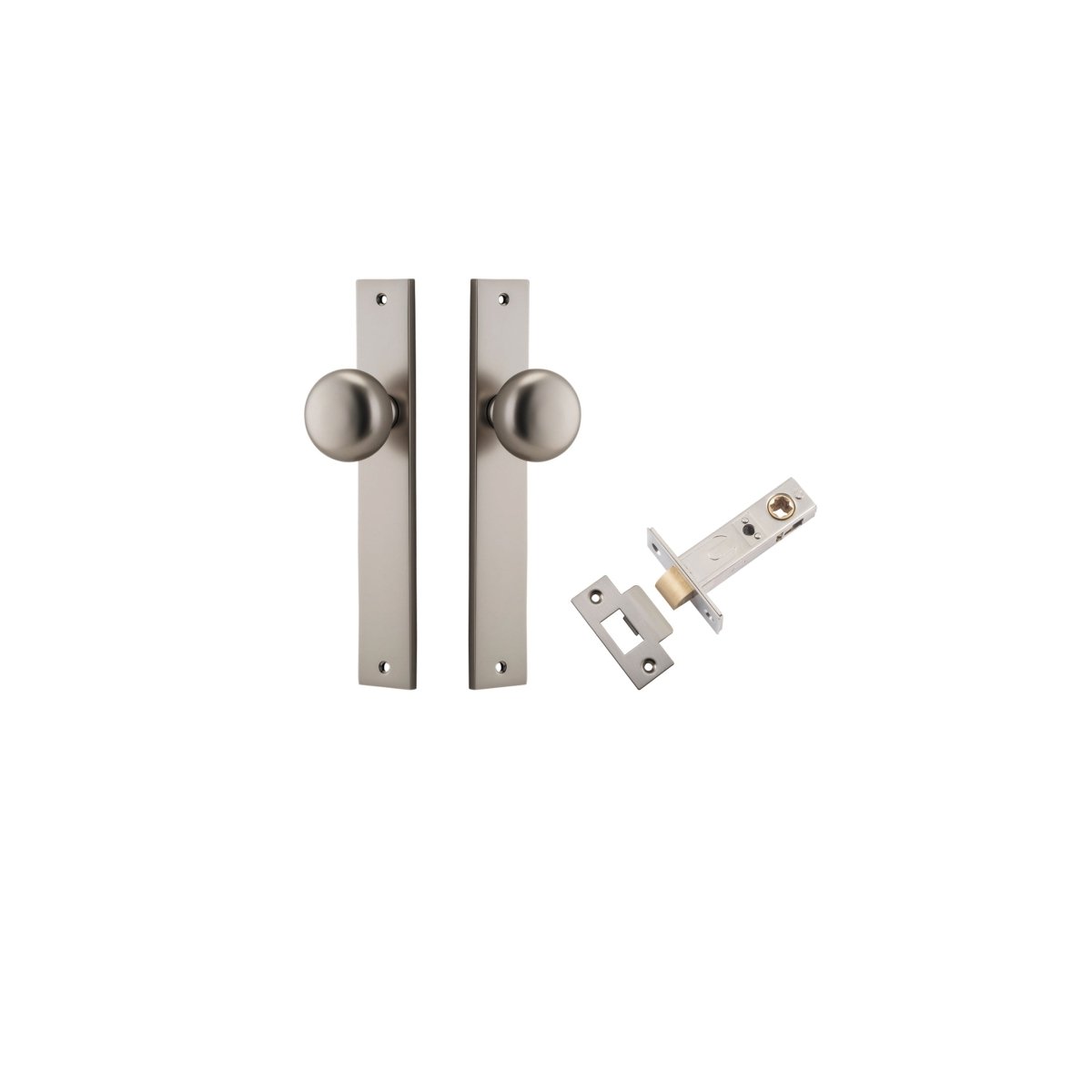 Cambridge Knob - Rectangular Backplate - Entry Point - Iver - Satin Nickel - Door Knobs